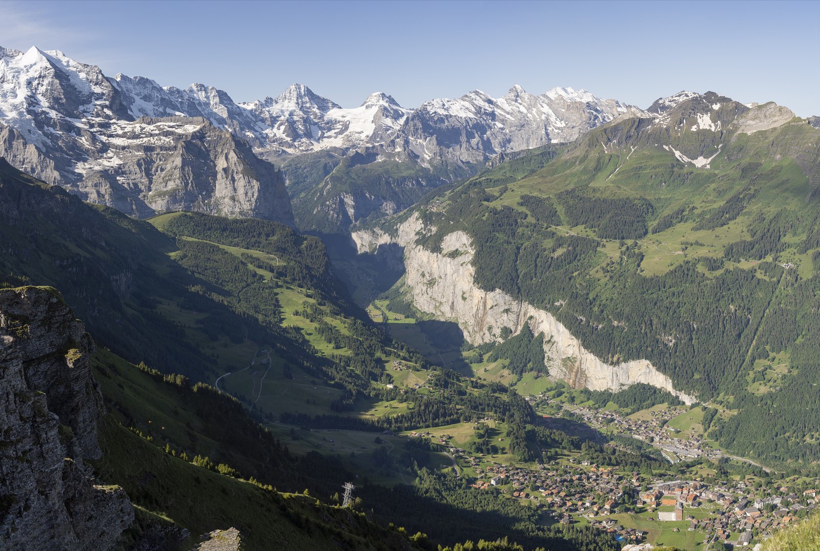 The alpine village of Wengen above the Lauterbrunnen valley